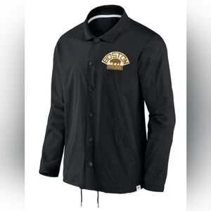 NWT NHL Boston Bruins Black Fanatics Branded True Varsity Coach Jacket Mens M